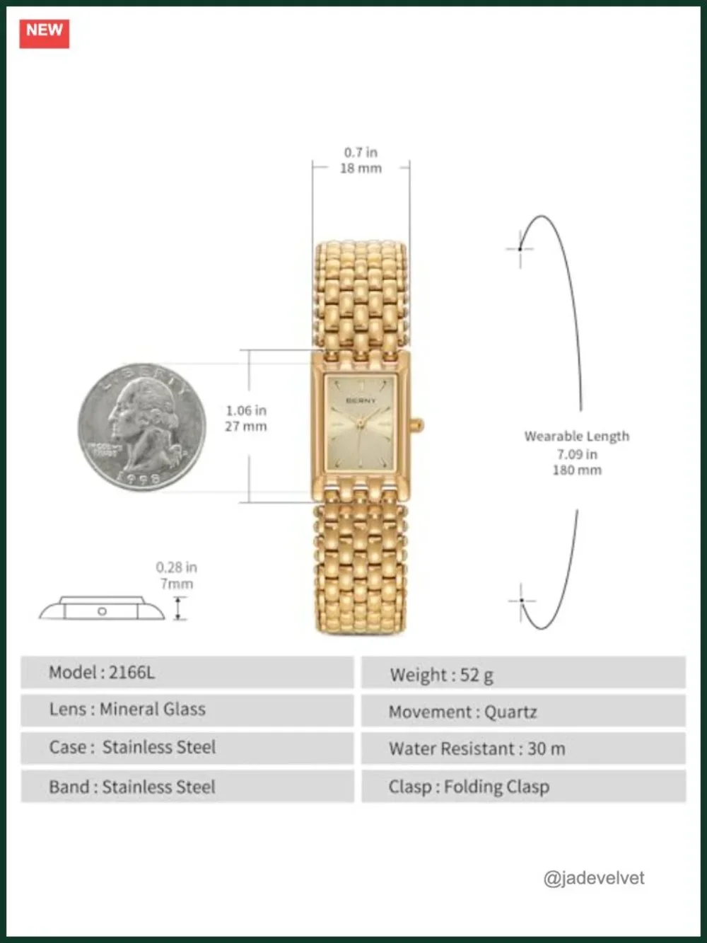 Luxury Gold Watch for Women - Stainless Steel Bracelet, Quartz